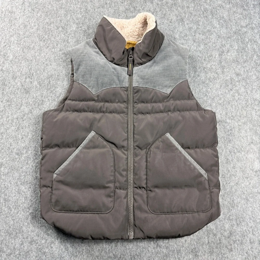 UNIQLO Kids Down Feather Puffer Vest Size 130 7-8‎ Gray Black Fleece